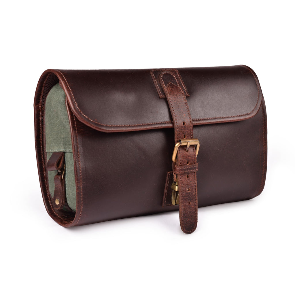 LEATHER VILLAGE Hanging Toiletry Bag for Men & Women Leather Toiletry Bag for Men Mens Toiletry Bags for Traveling Hanging Travel Toiletry Bag Mens Travel Bag Toiletry Dopp Kit Shower Bags- Red