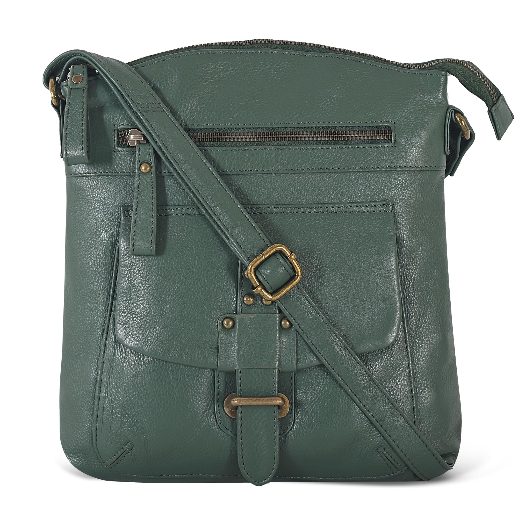 Leather Crossbody Bags for Women - Trendy Leather Crossbody Purses For Women - Medium Size Womens Handbag - Ladies Sling Bag (Olive Wash)